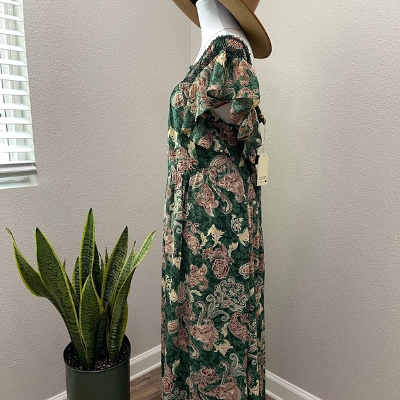 NWT - Jodifl Green boho paisley Garden Party Dress - Picture 14 of 14